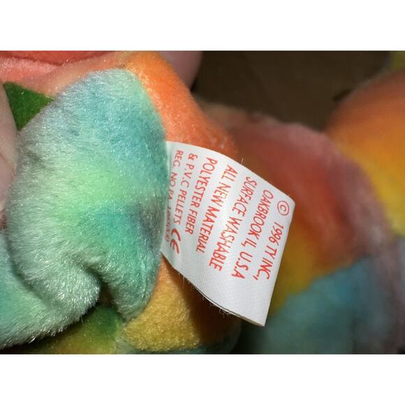ty Peace Beanie Babies 1999 Buddies 1996 Tie Dye Rainbow Bear Set MWMT - Picture 12 of 16